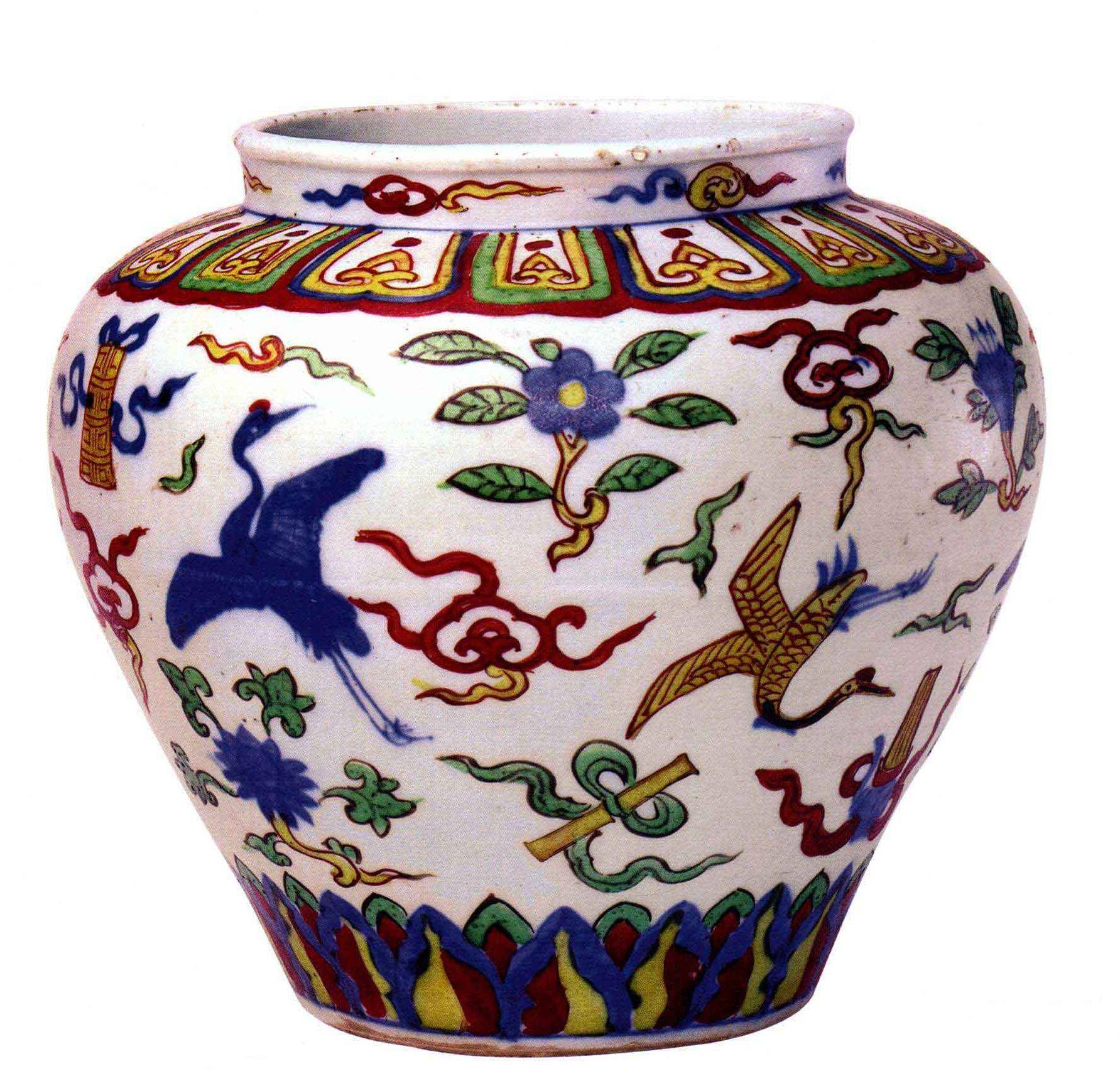 原创中国陶瓷文化,明嘉靖御窑青花五彩瓷器中的名品和传世孤品蒜头瓶
