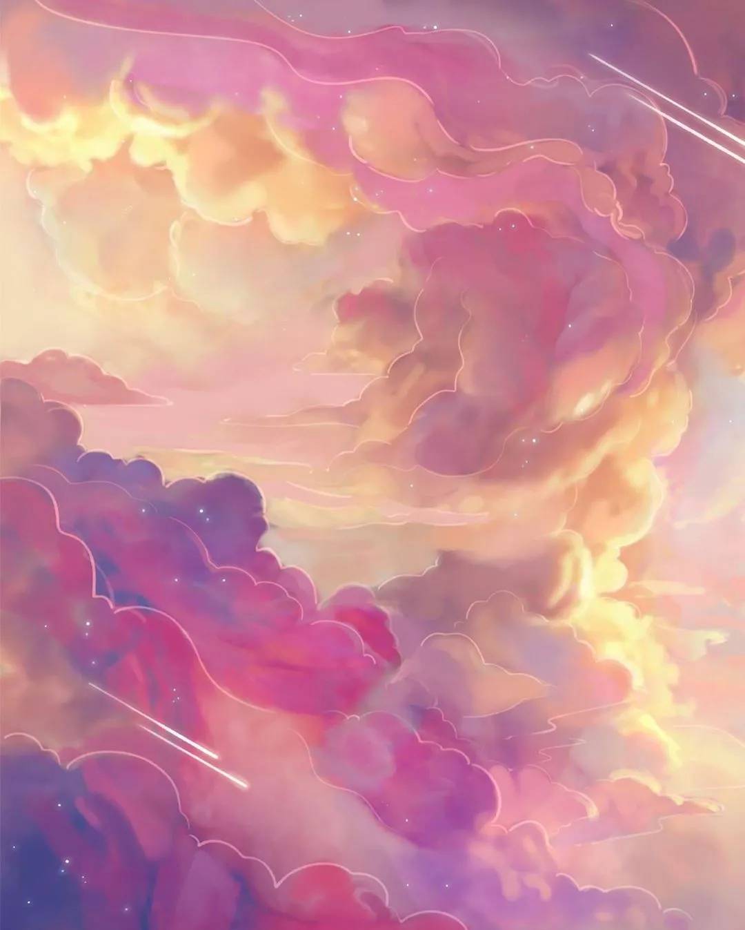 梦幻色系水彩插画每张都可以做壁纸太喜欢了