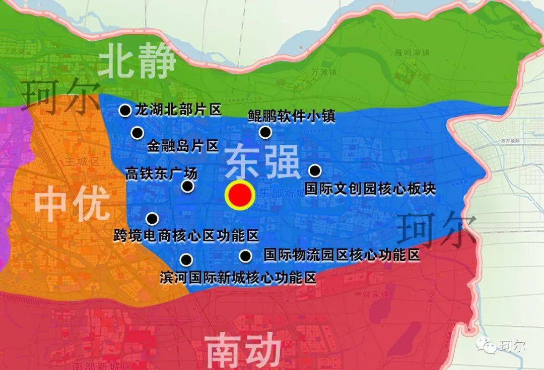 郑东新区热电厂周边的核心板块分布示意图
