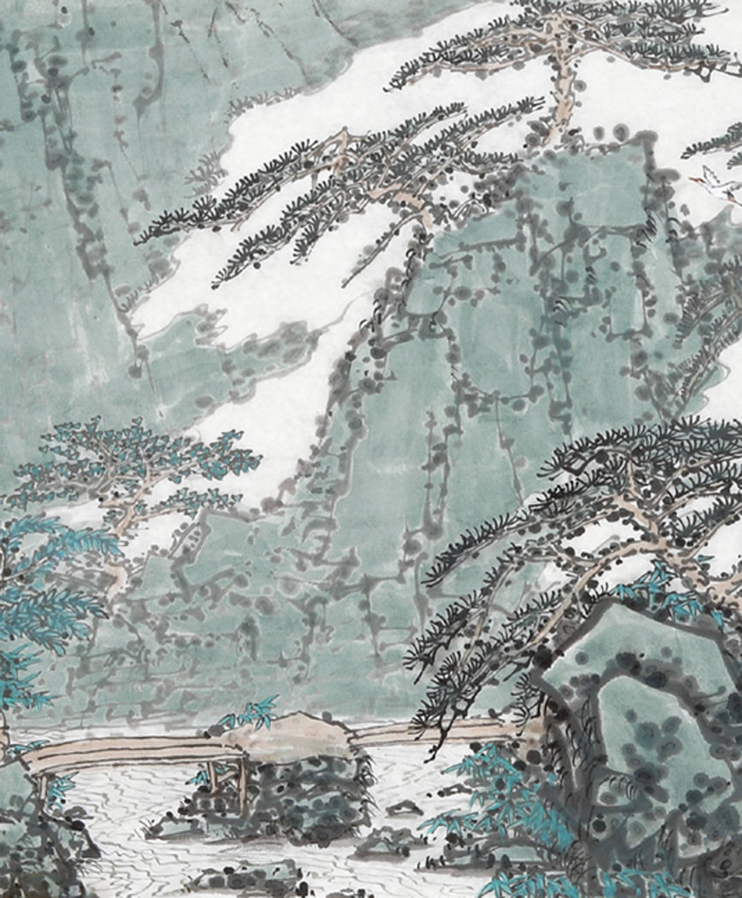 李红东国画长卷 《绿水青山是胜游》局部