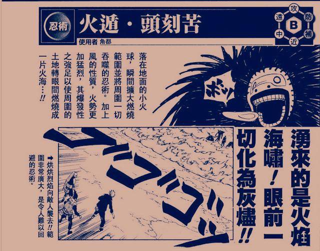 火遁忍术为头刻苦,雷遁忍术为伪暗,土遁忍术为土之矛,风遁忍术为压害