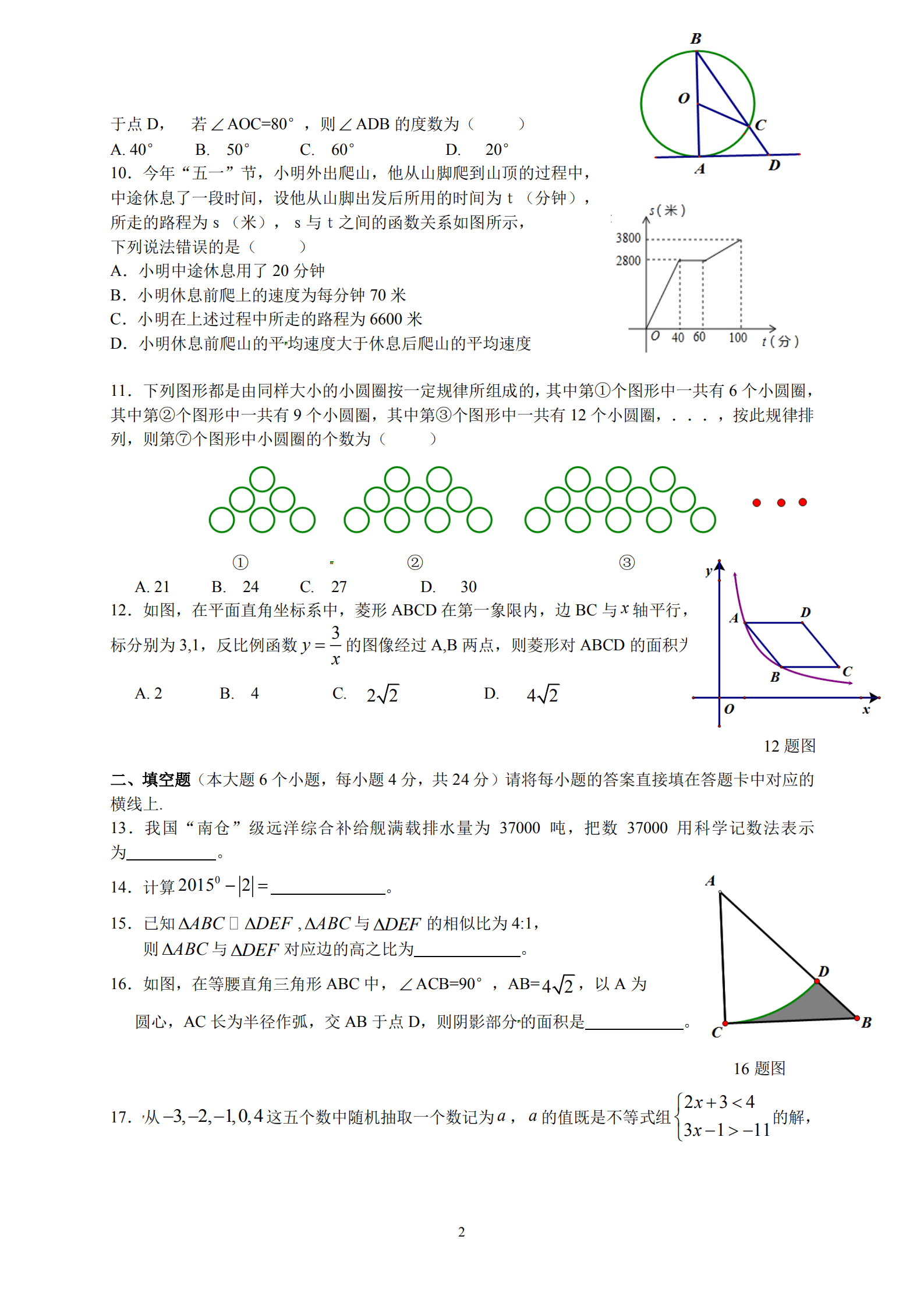 衡水中学2020年中考数学押题试卷