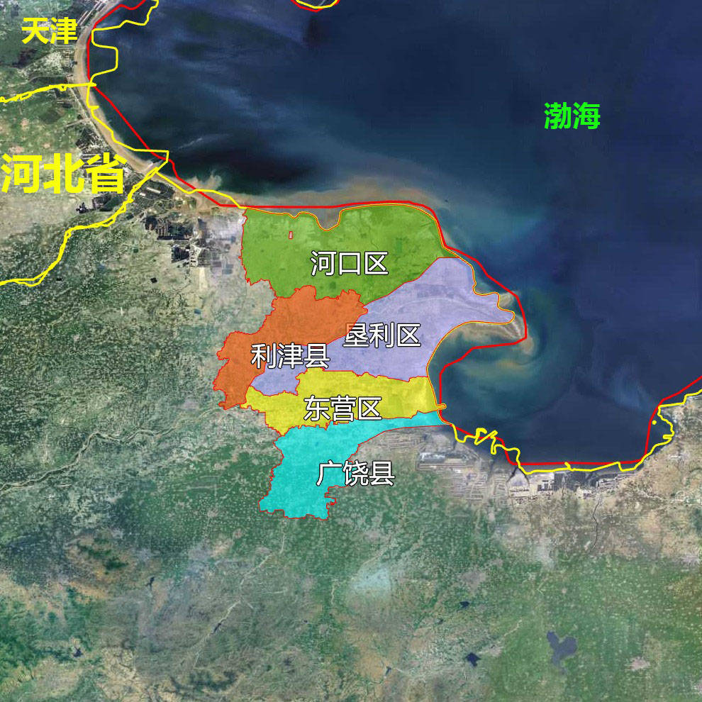 原創7張地形圖快速瞭解山東省東營各市轄區縣