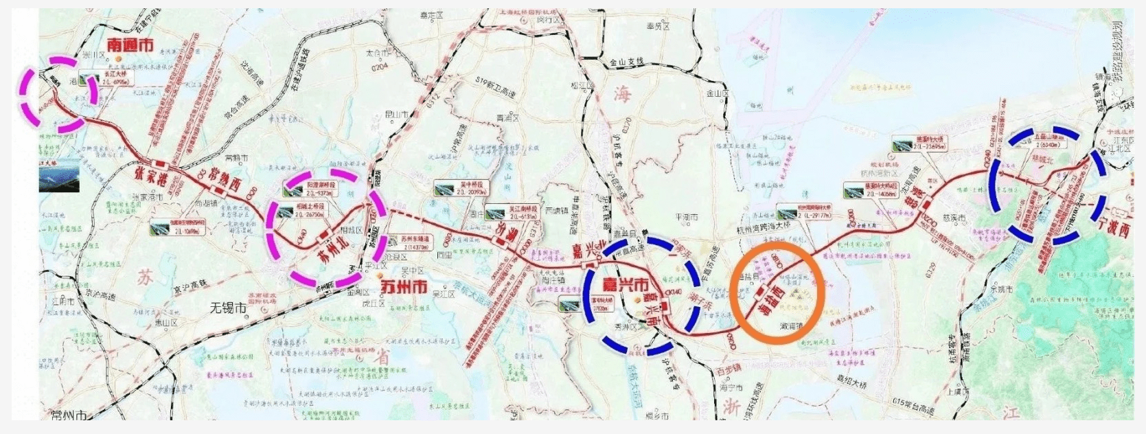 通苏嘉甬高铁可研线路平面示意图计划工期:本项目建设计划工期为5年.