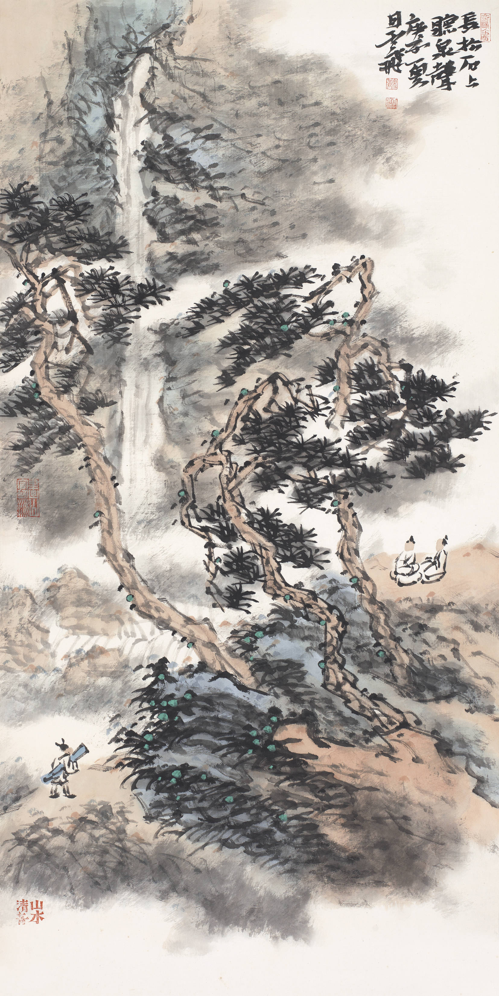 魏云飞《长松石上听泉声 69x35cm 2020年