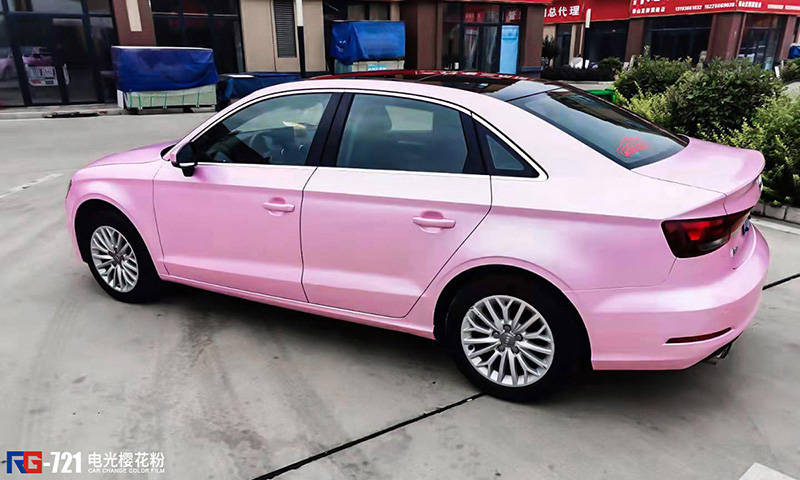 奥迪a3车身改色电光樱花粉rg瑞集改色膜河南南阳加盟