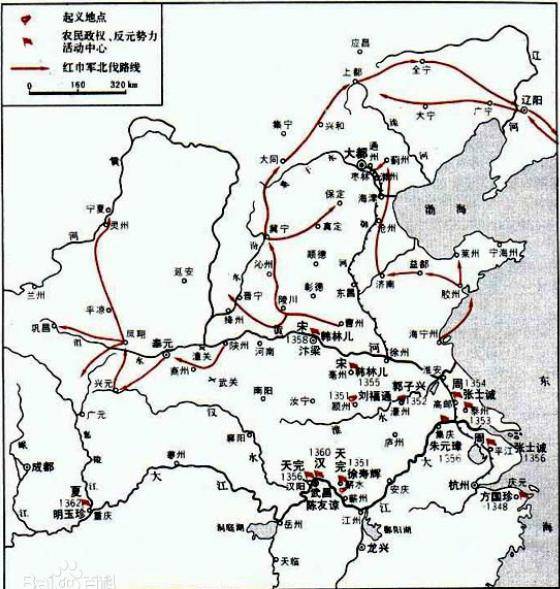 组织地方武装,多次击败红巾军,尤其是1355年,淮西红巾军30万来攻打