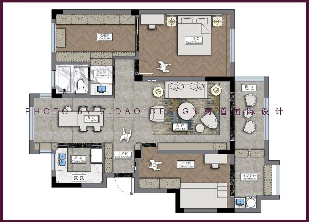 现代轻奢风名邦学府三室改两室超大衣帽间闲暇的时光