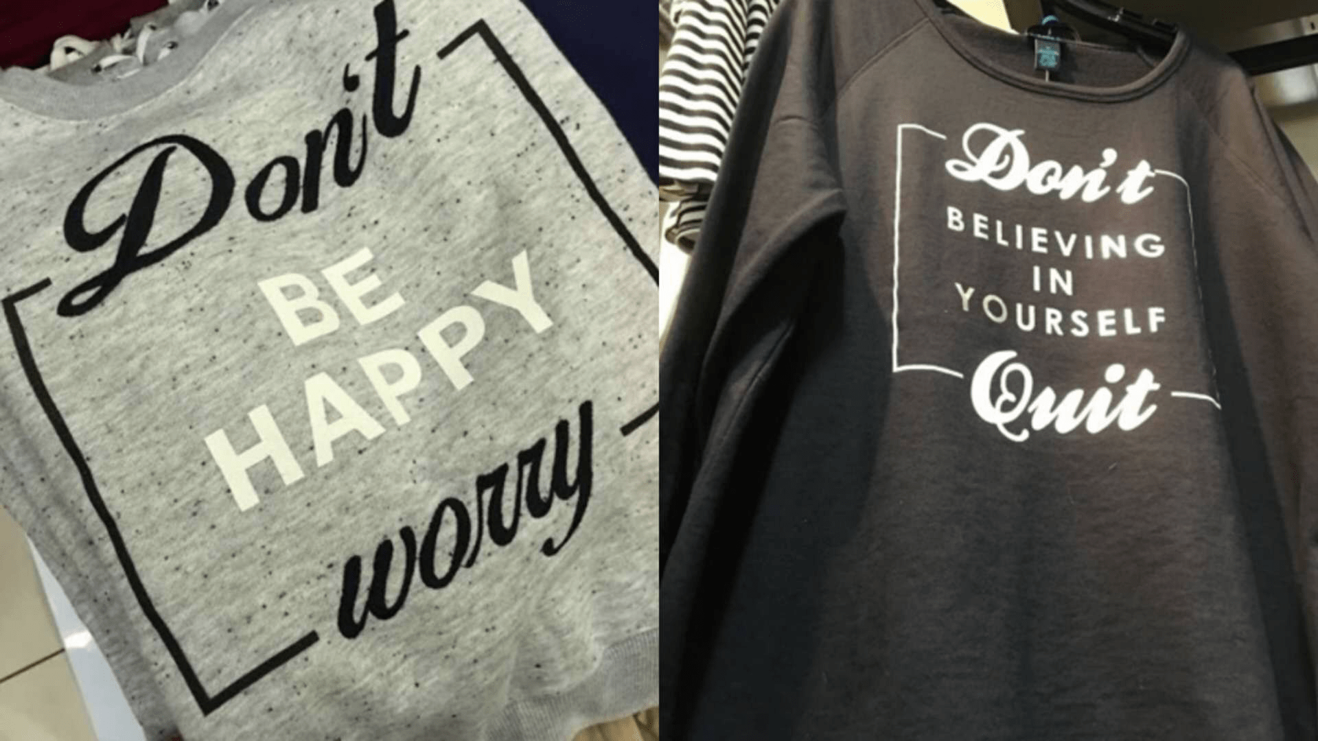 灰色的上衣按字母顏色來讀就是dont worry, be happy(譯為:別擔心