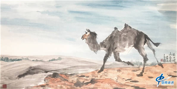 画家马文典国画骆驼系列沙漠骆驼二