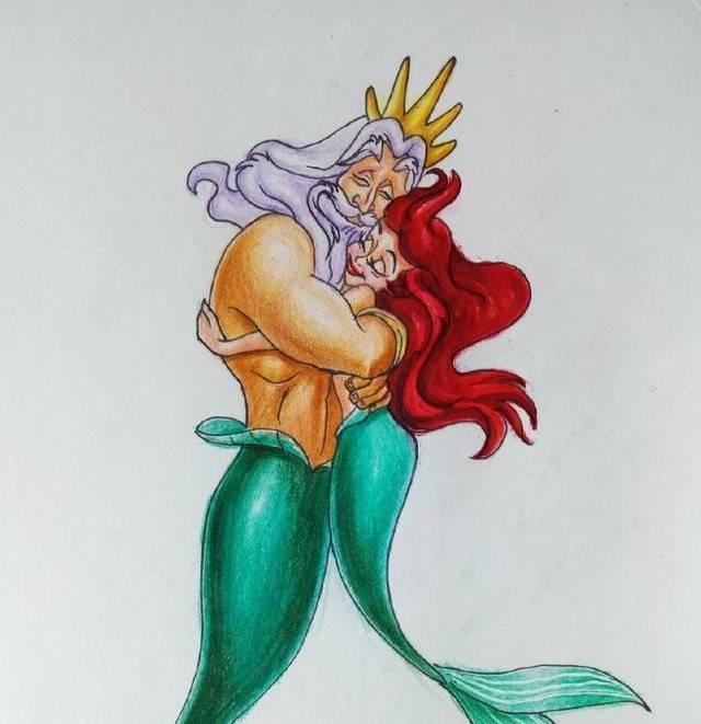 首先,来看看父女档的海王和小美人鱼爱丽儿吧.