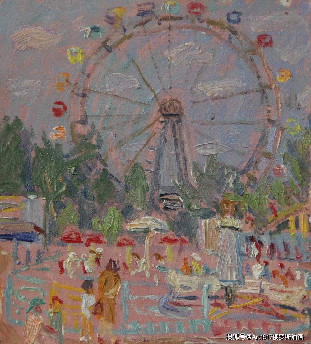 库兹涅措弗《星光游乐园》纸板油画 30x28cm 1960年马尔加里塔61 巴