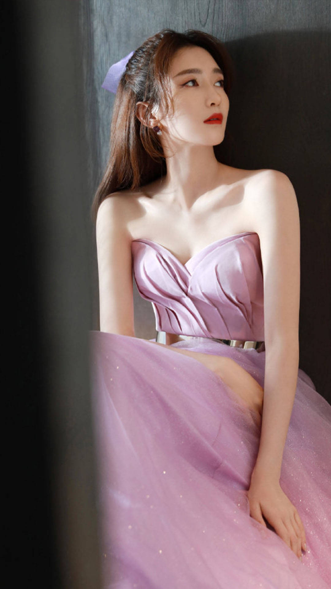 江疏影,紫色纱裙造型,央视中秋晚会