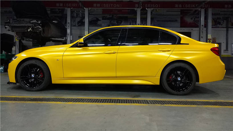 宝马3系改色电光金属黄大黄蜂长沙汽车改色贴膜