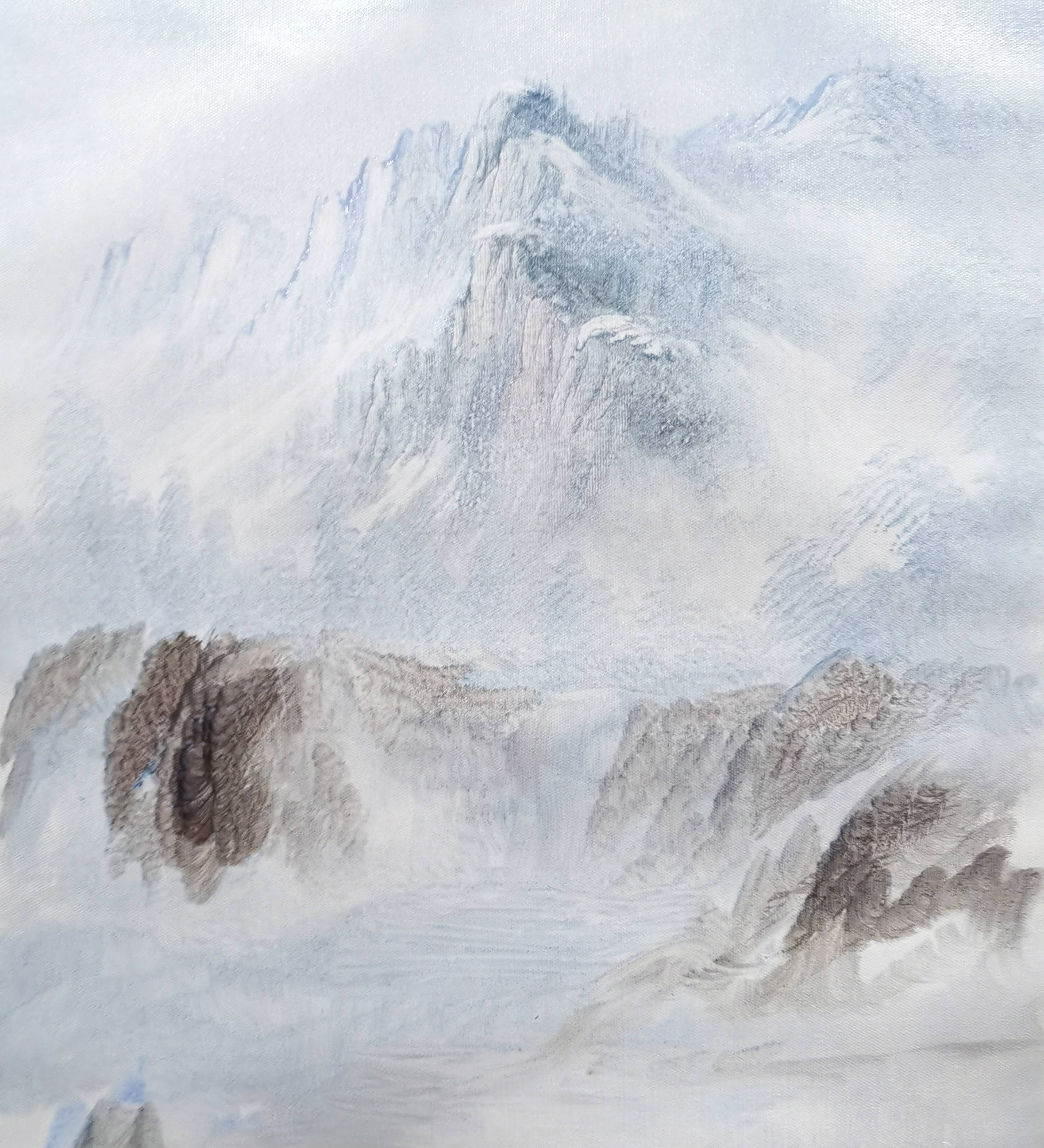 绘画教程105—冬景山水刀画,独特的画法,不一样的感觉