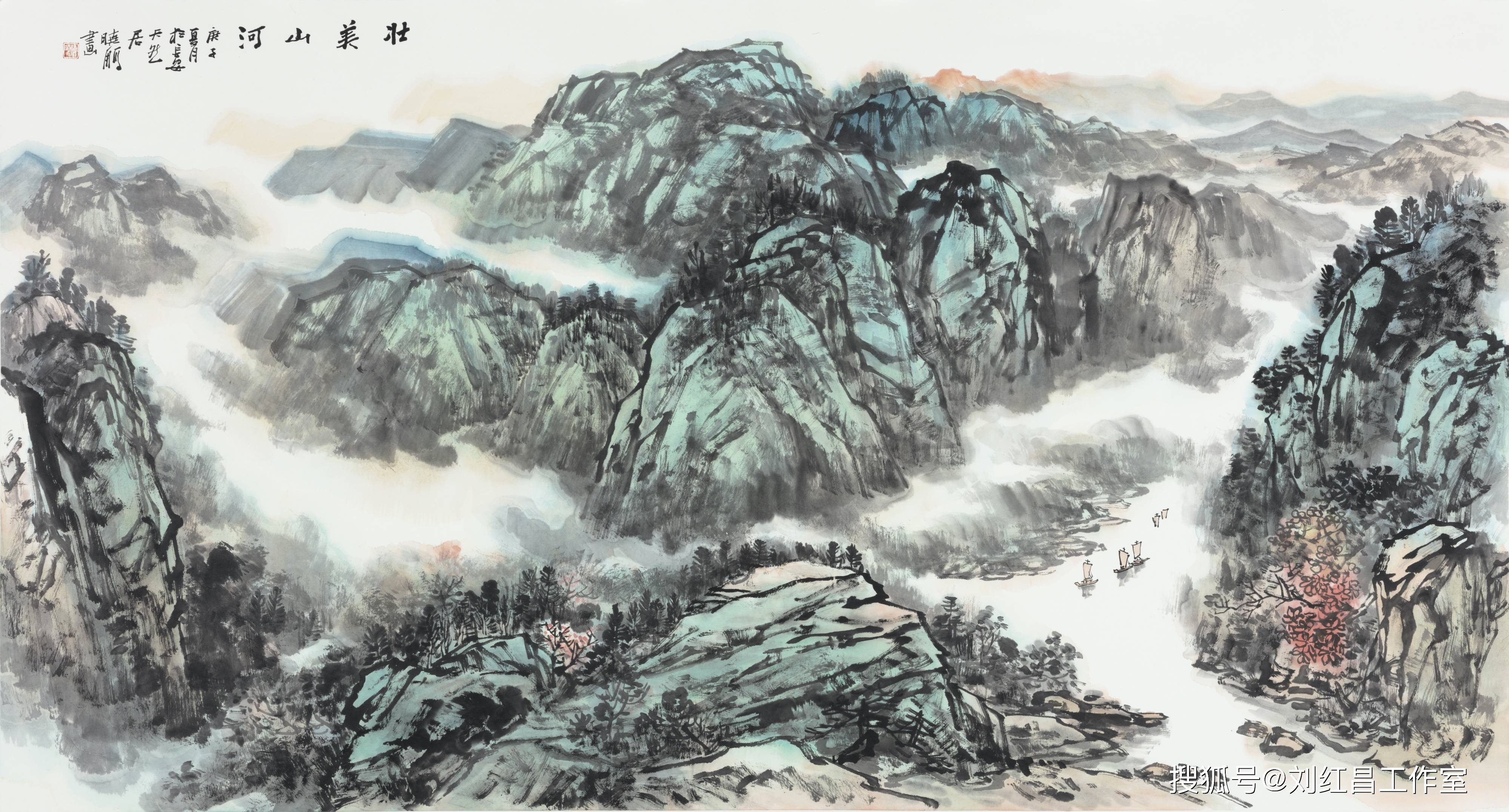 著名山水畫家李曉鵬 李曉鵬 1967年生,陝西省西安市人.