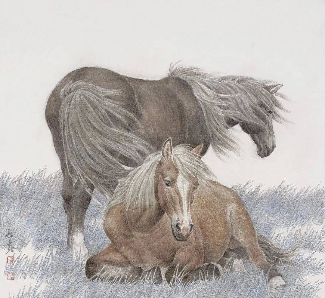 当代马王刘长鑫马在画中走意在纸上游