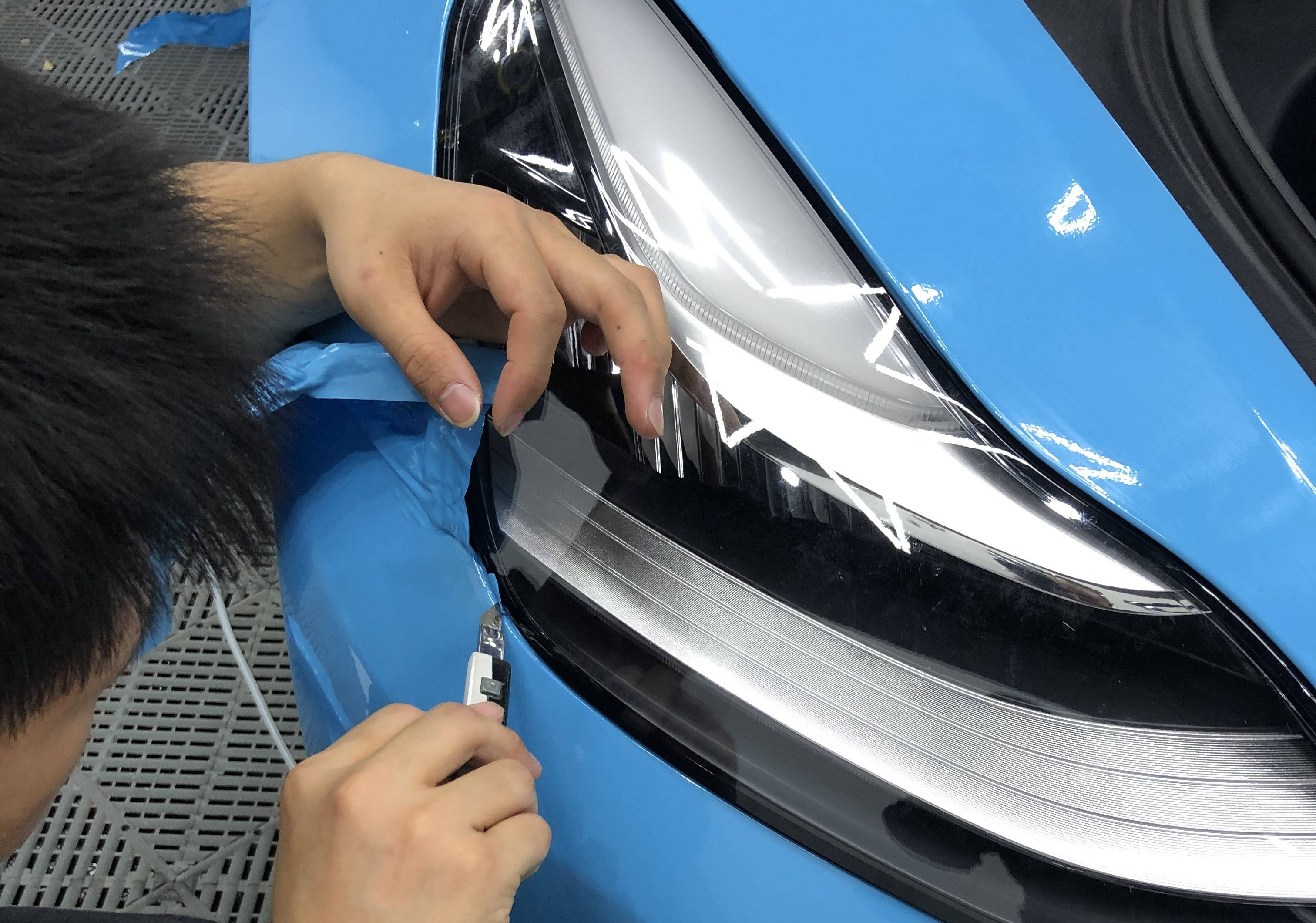 成都车衣库特斯拉改色贴膜冰淇淋蓝