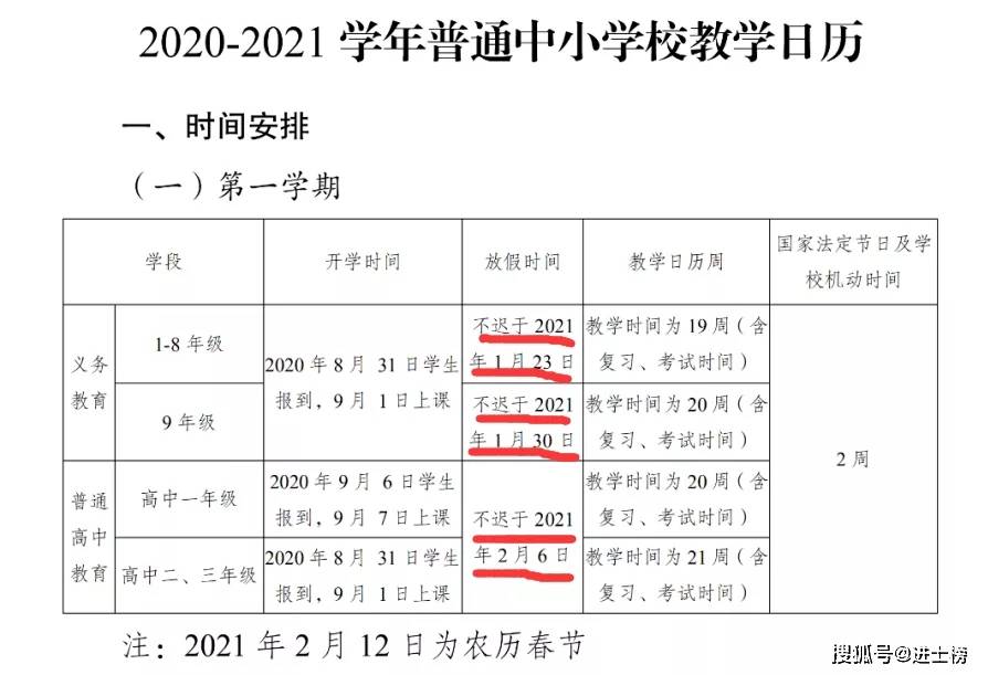 2020-2021年雲南省普通中學放假時間!