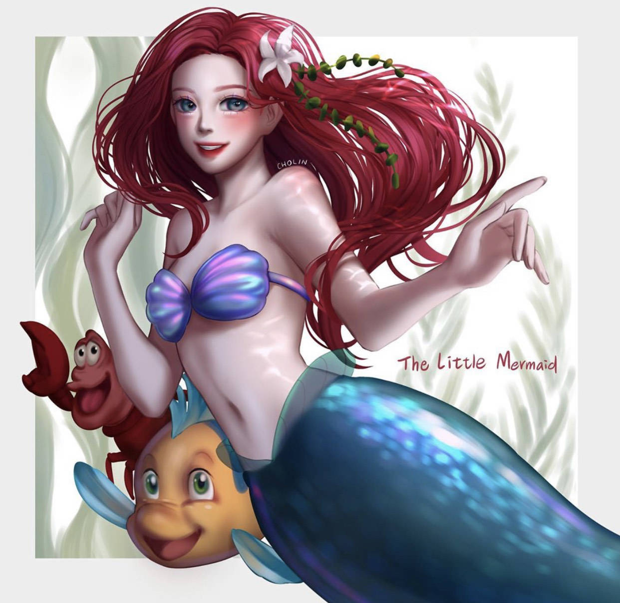 台湾画师笔下的迪士尼公主,画风独成一派,艾莎女王比天仙还美