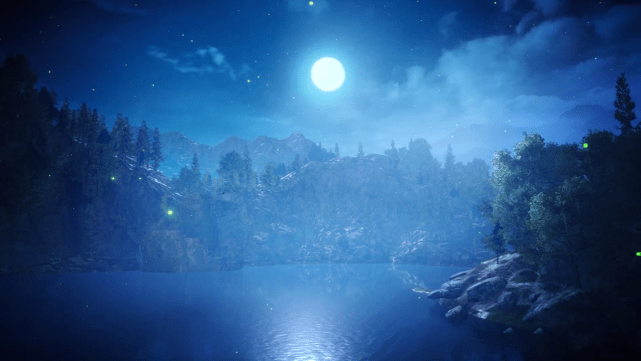 星斗大森林的湖图片