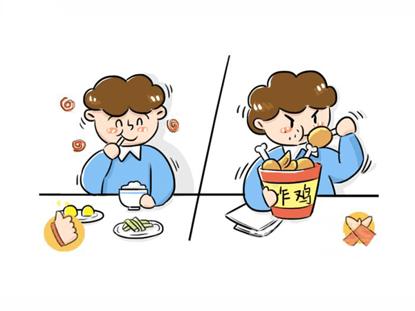 不得过饱过饥,也不可暴饮暴食,饮食速度不宜过快或者过慢,要细嚼慢咽