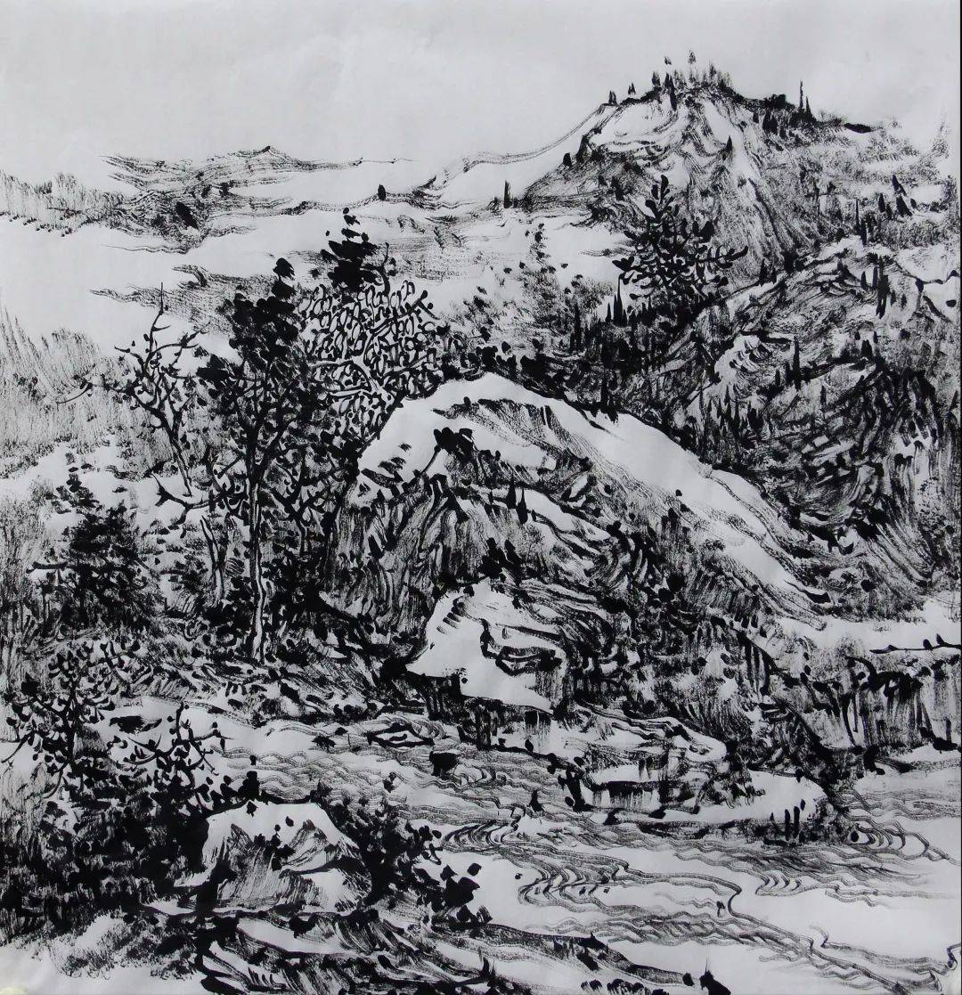 著名画家李兆文焦墨山水画欣赏