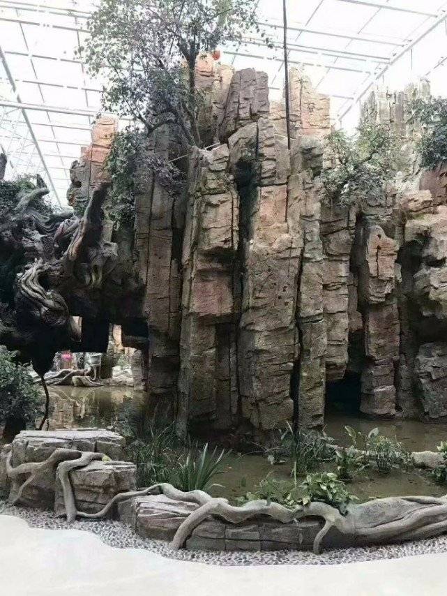 东北辽宁沈阳大庆园艺景观,生态园假山假树,流水瀑布雕塑景观_手机