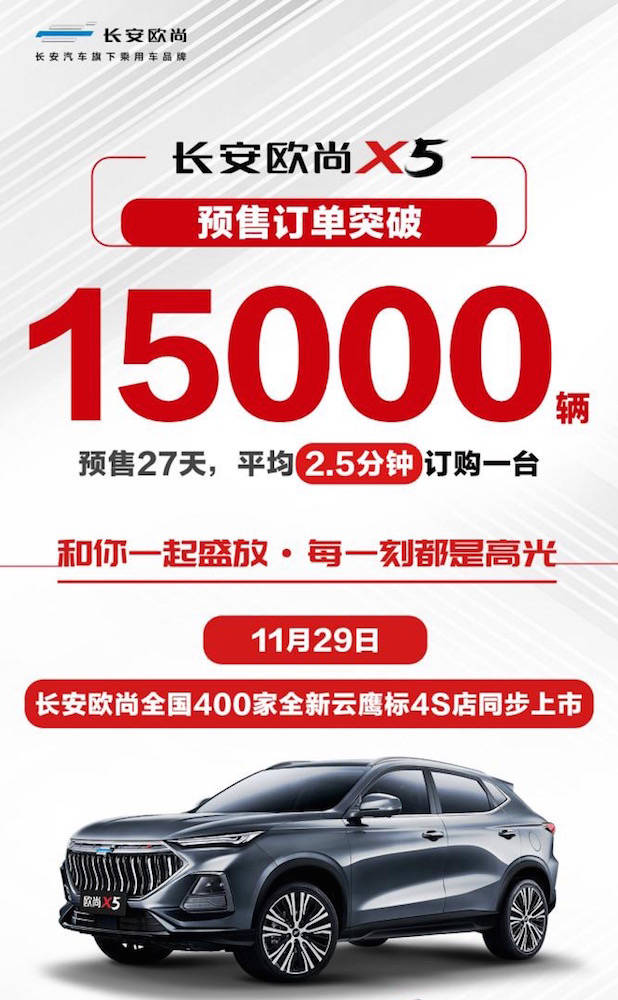 "超感新运动suv"长安欧尚x5将于11月29日正式上市