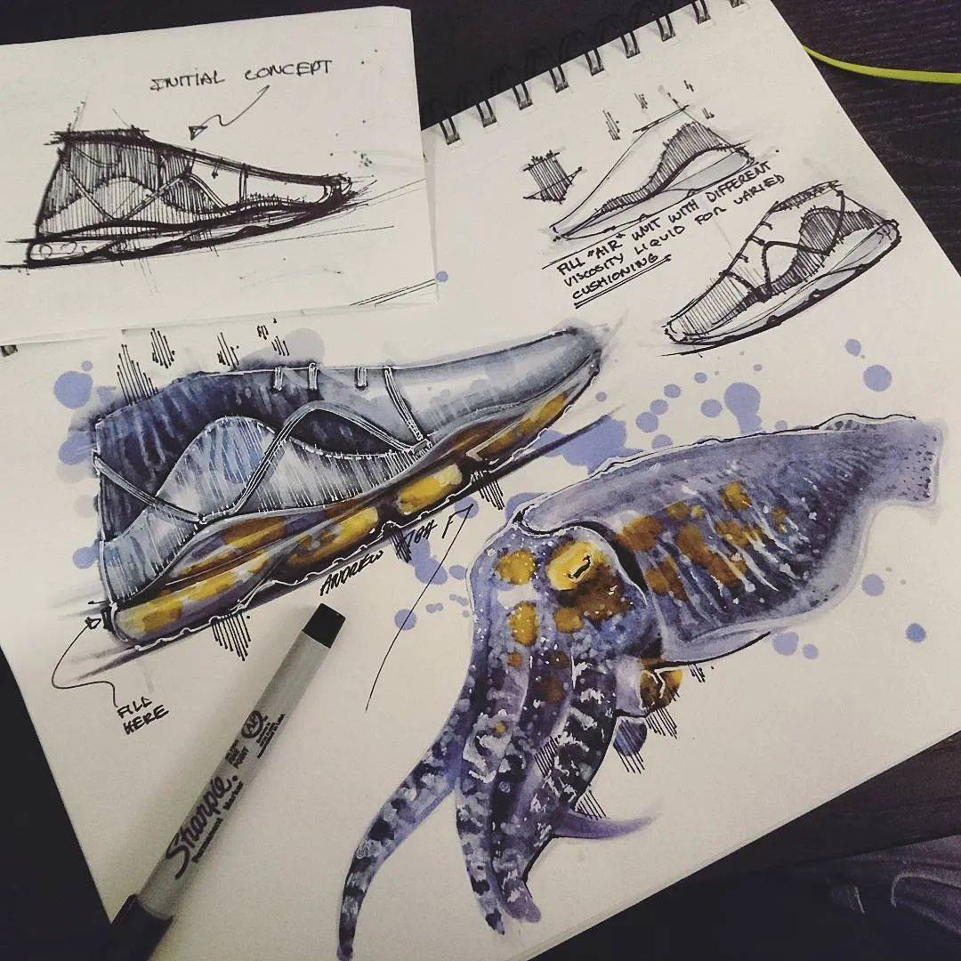 工业设计考研的同学学习一下大神的仿生鞋画法