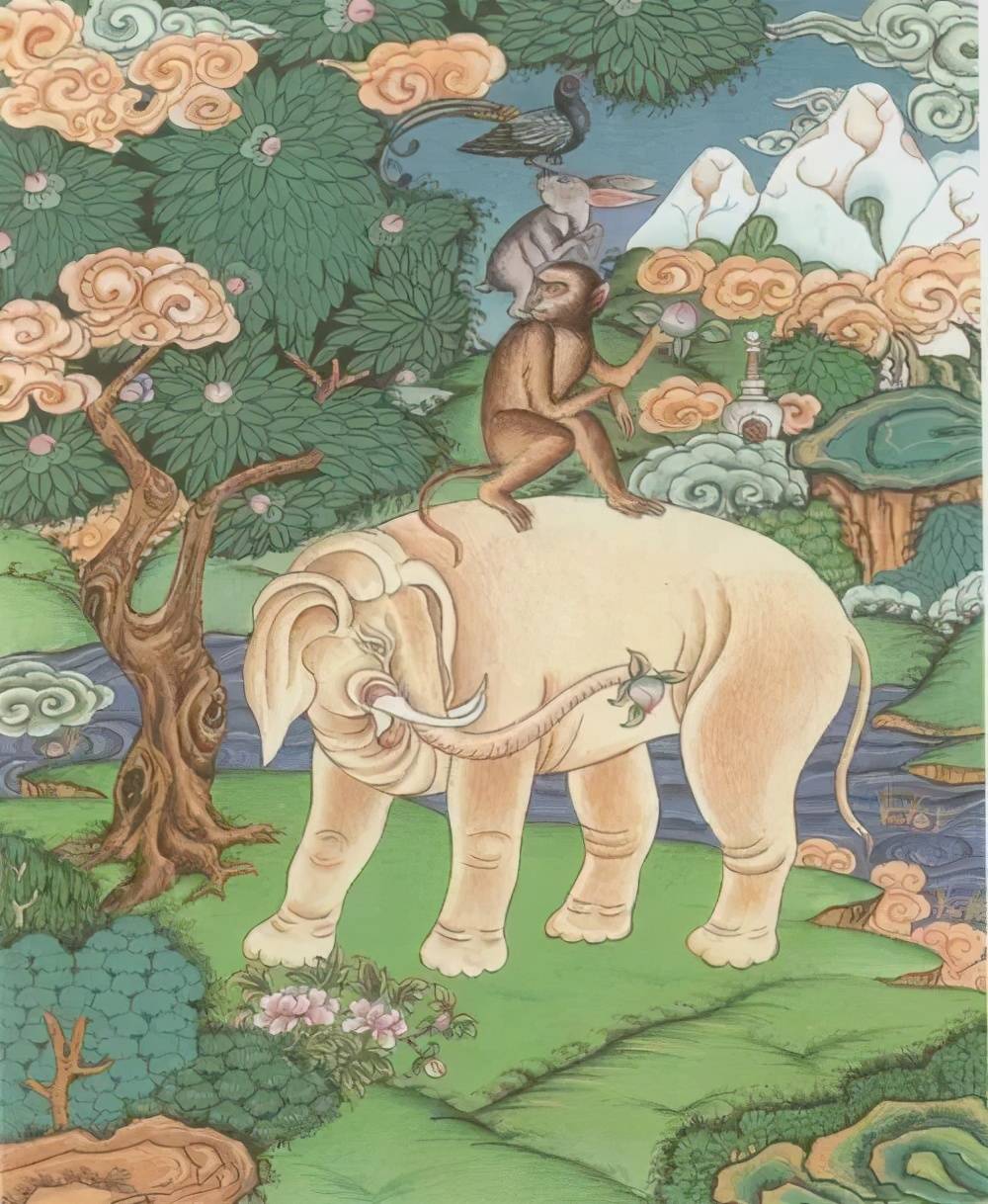 是个很有意思的藏族寓言故事,叫做《和睦四兄弟》.