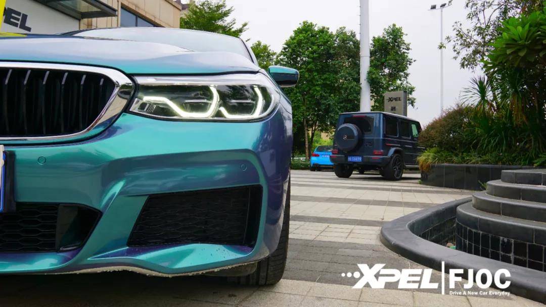 福建最好的车衣改色门店xpel贴膜中心为宝马6系gt改色翡翠绿
