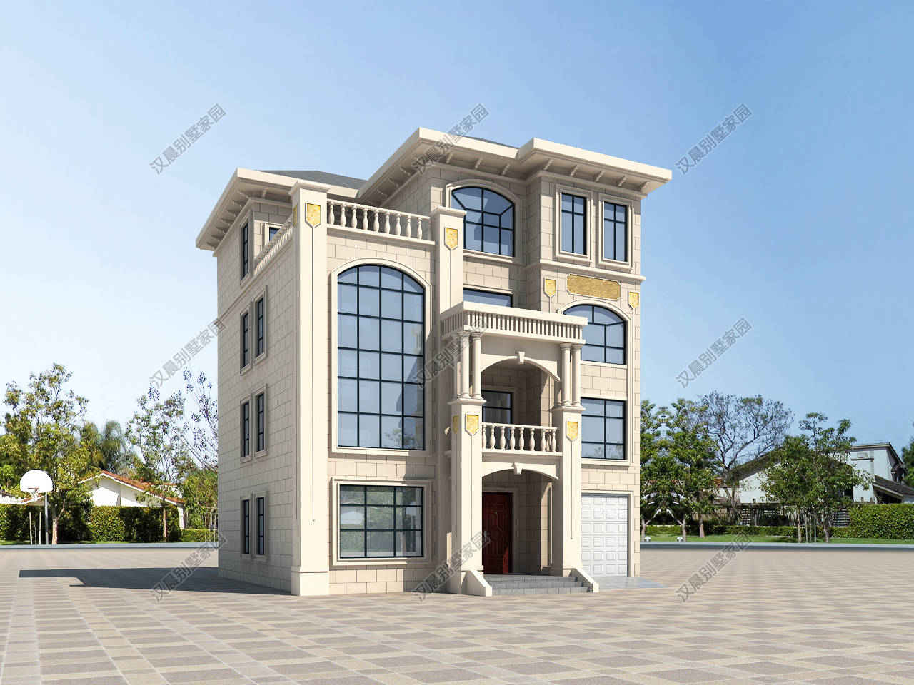 农村三开间带车库自建房设计47万起建轻奢型四层别墅