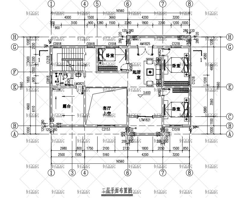 二層歐式別墅設計圖紙_尺寸