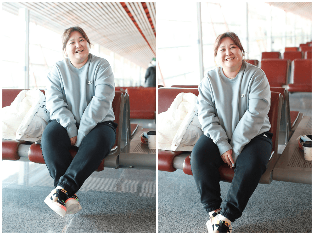 贾玲胖了更可爱,蓝色卫衣配束脚裤,"大码身材"自信且美_手机搜狐网