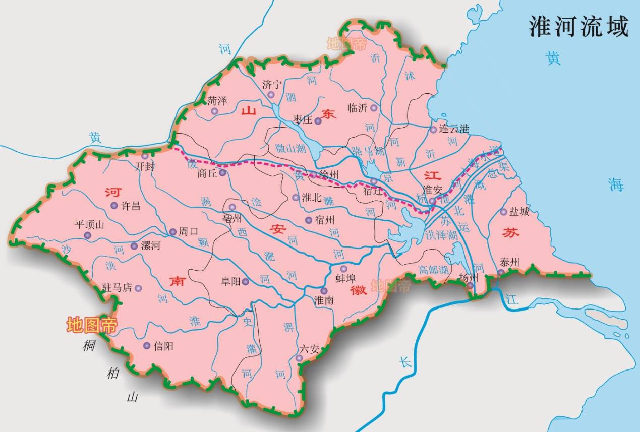 淮河流域地图清晰图片