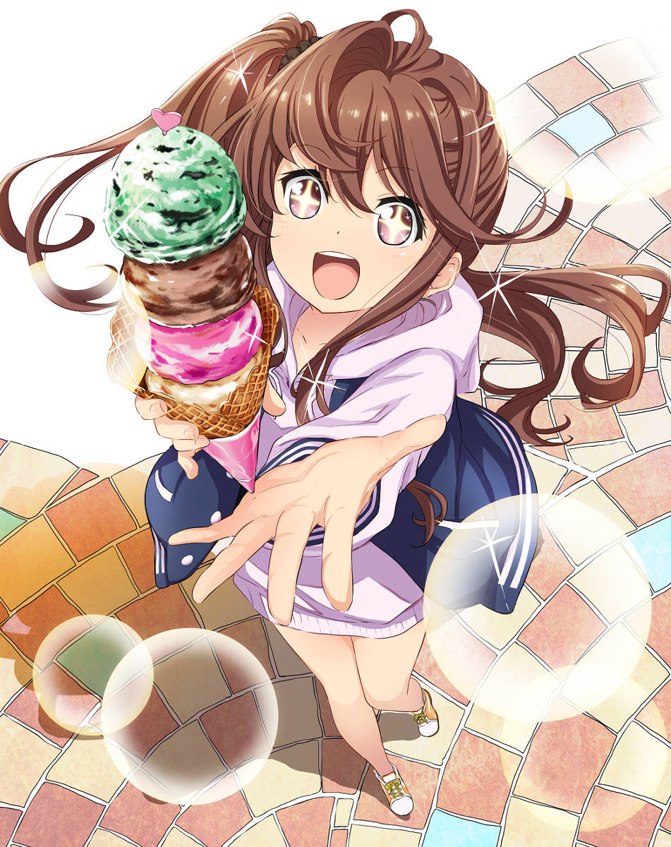 好看的p站动漫壁纸,少女和冰淇淋更配哦~!