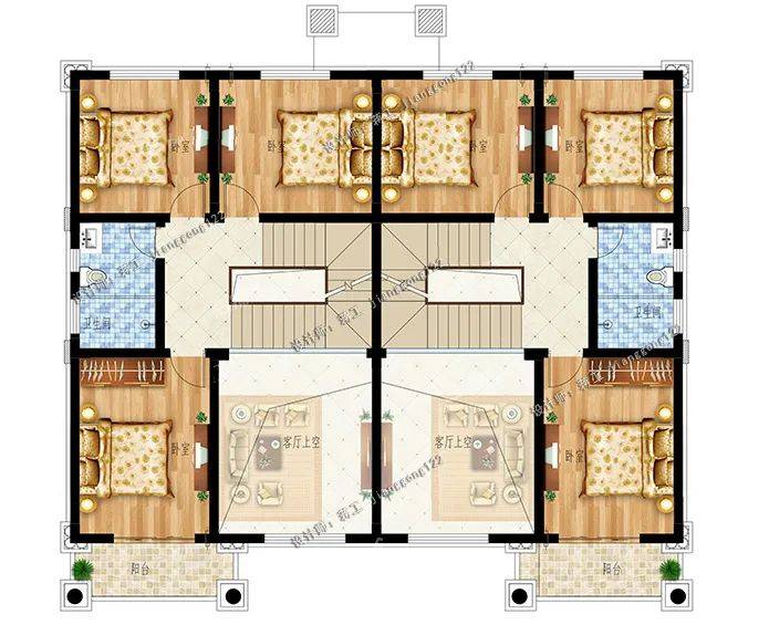 四间三层双拼别墅,4款户型,建在农村住四代人都没问题