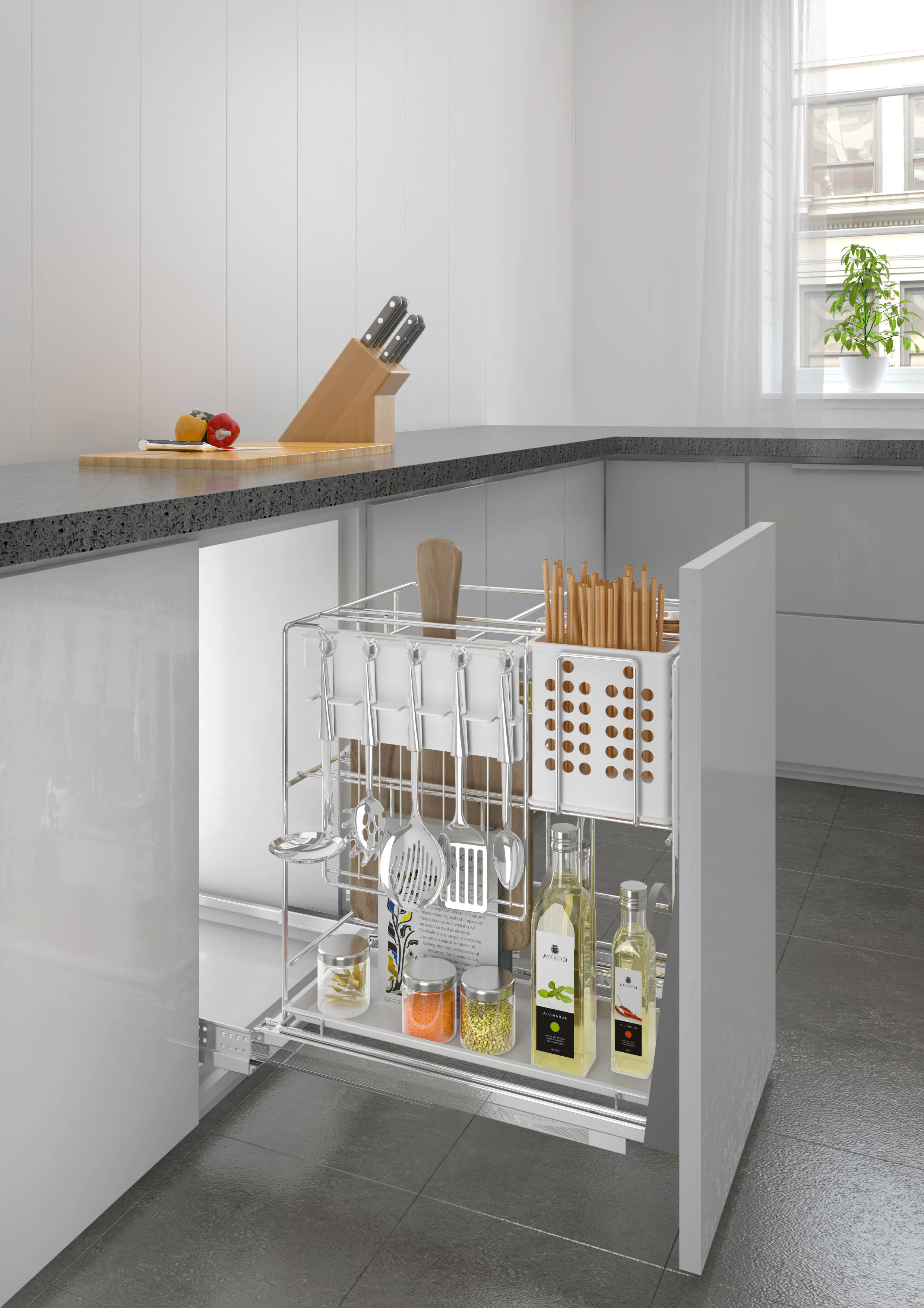 厨房装修必备丨万能调味拉篮