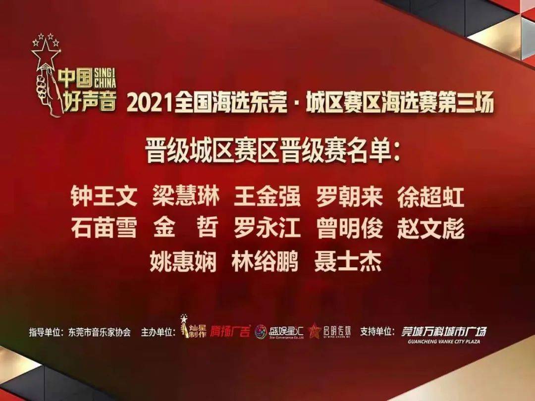 晉級名單丨2021中國好聲音東莞城區賽區海選賽0203場圓滿舉行