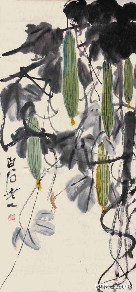 齐白石画丝瓜一根丝瓜值1000万比不过一只蚂蚱5000万