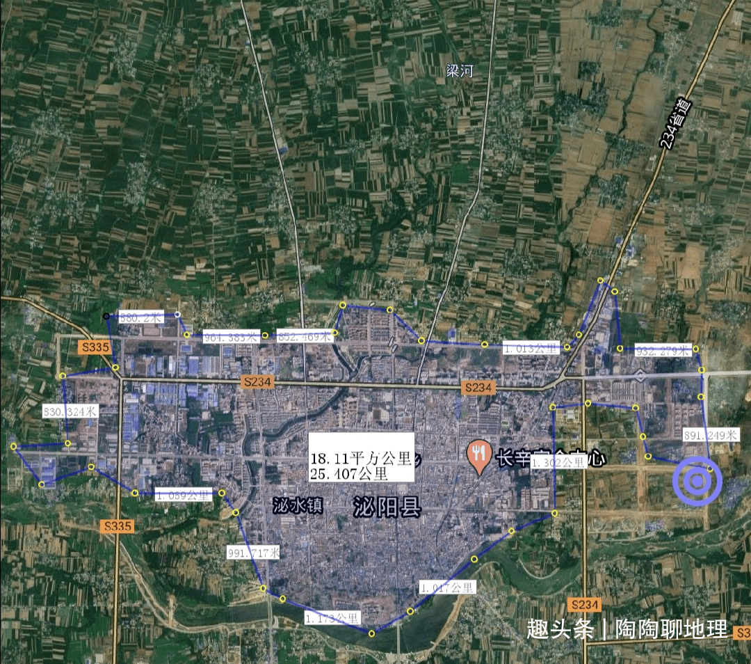 卫星地图丈量城区面积为18.1平方公里.