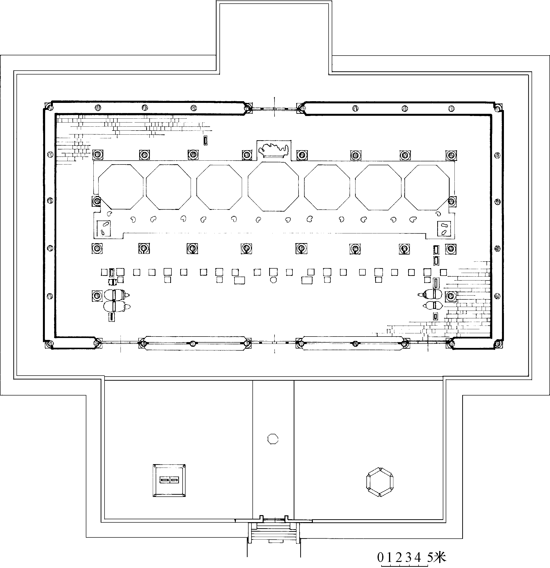 奉国寺大殿平面图(郭黛姮 中国古代建筑史 卷 宋,辽,金