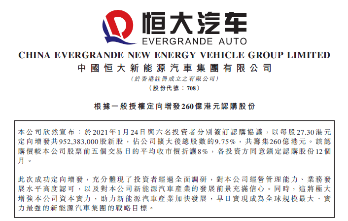 新能源市场爆发 恒大汽车引资260亿!股价将迎十倍上涨? 新能源市场爆发 恒大汽车引资260亿!股价将迎十倍上涨?