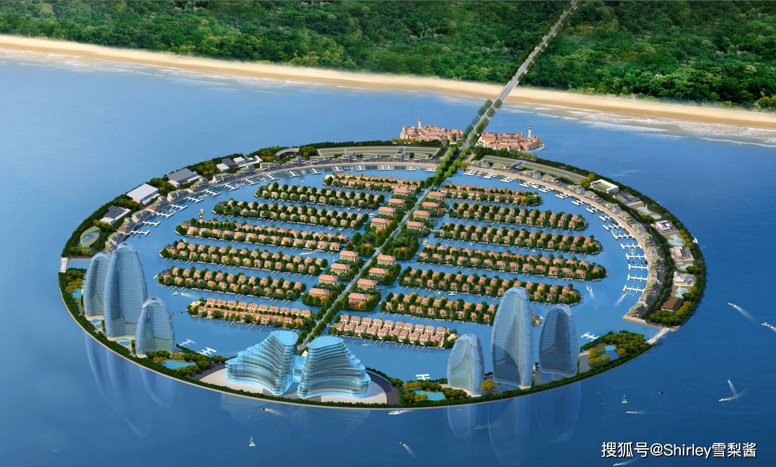 翻版“迪拜棕榈岛”，河北投资80亿建的北方第一人工岛，成休闲度假胜地
