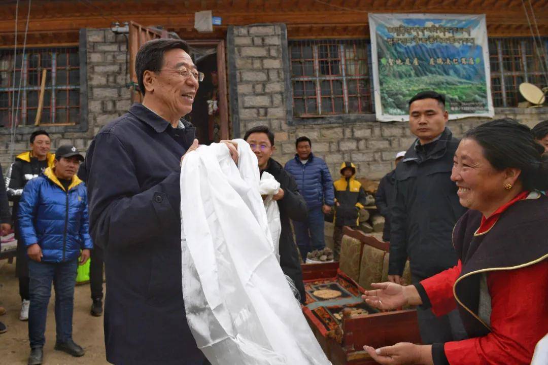 吴英杰在那曲市嘉黎县林芝市波密县看望基层干部群众