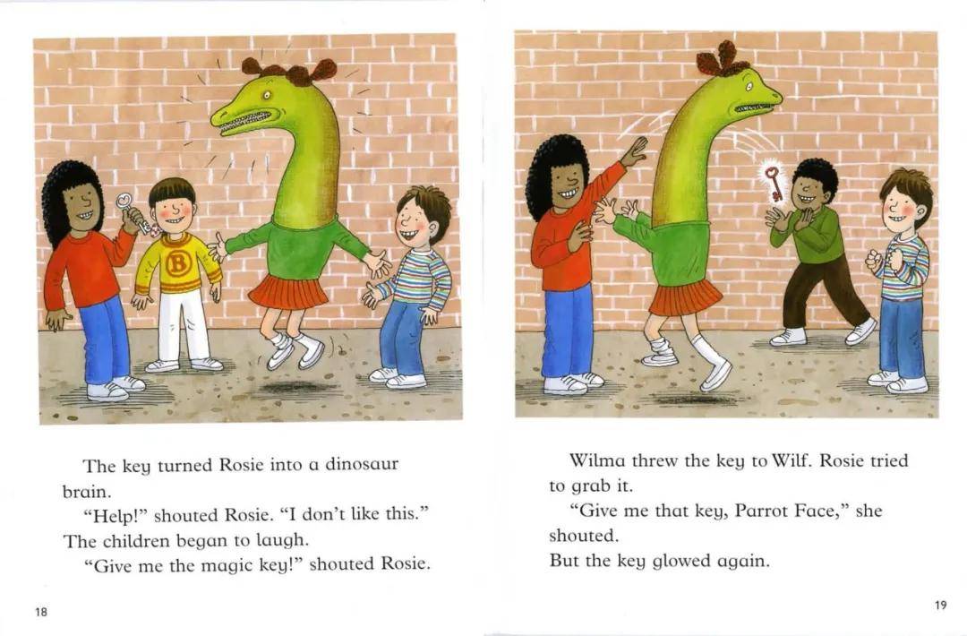 rosie 试图抓住魔法钥匙,但是 chip 把它扔给了 wilma.