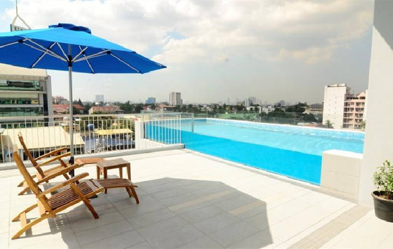 菲律宾的轮廓，城市天际线---鲁克森特酒店室外亚克力游泳池