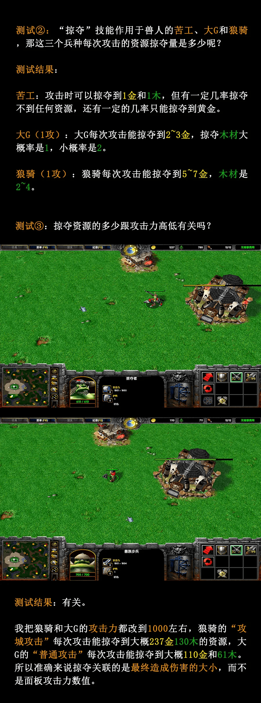 魔兽争霸3测试:狼骑imba!掠夺到底是怎么计算的?