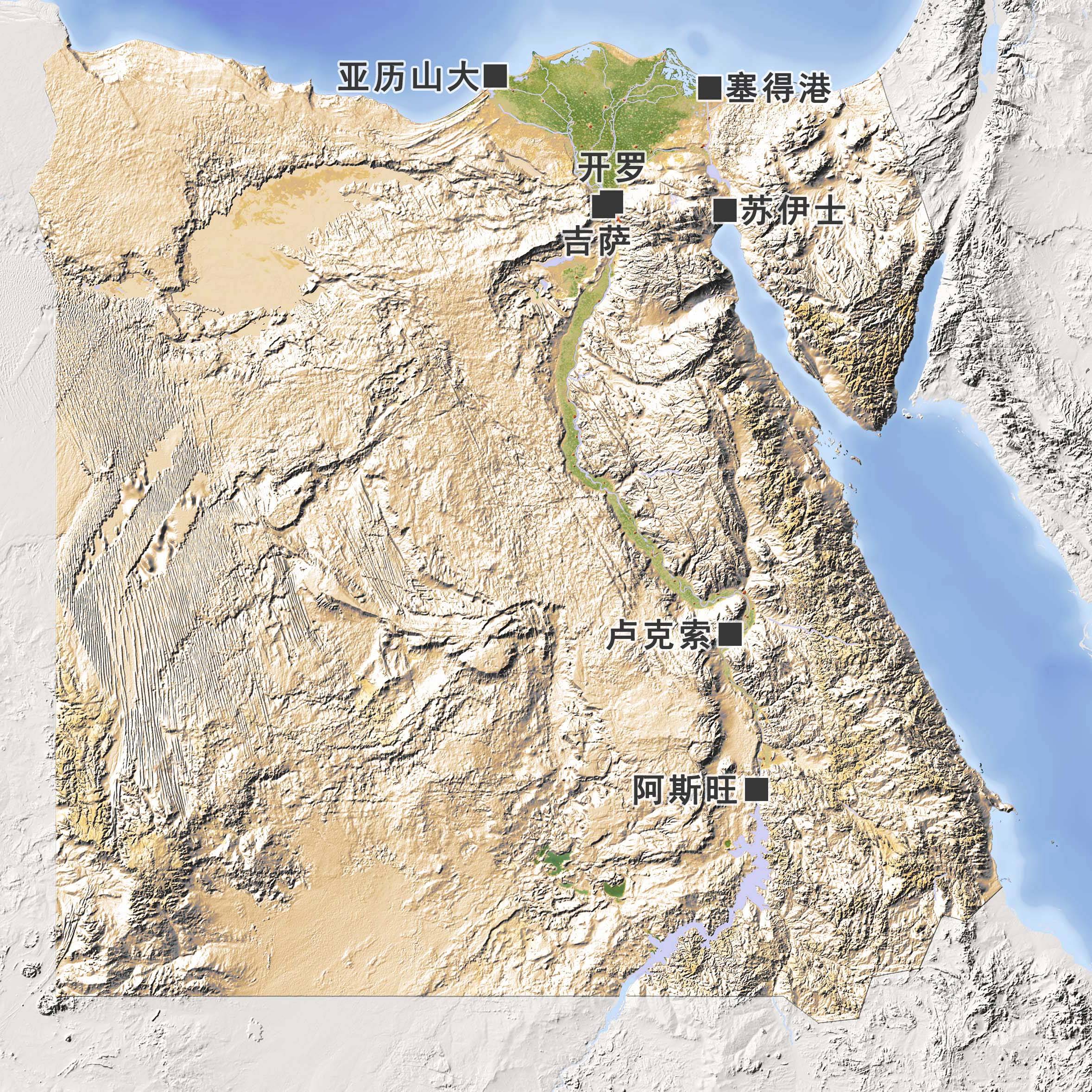 埃及地形分布图图片
